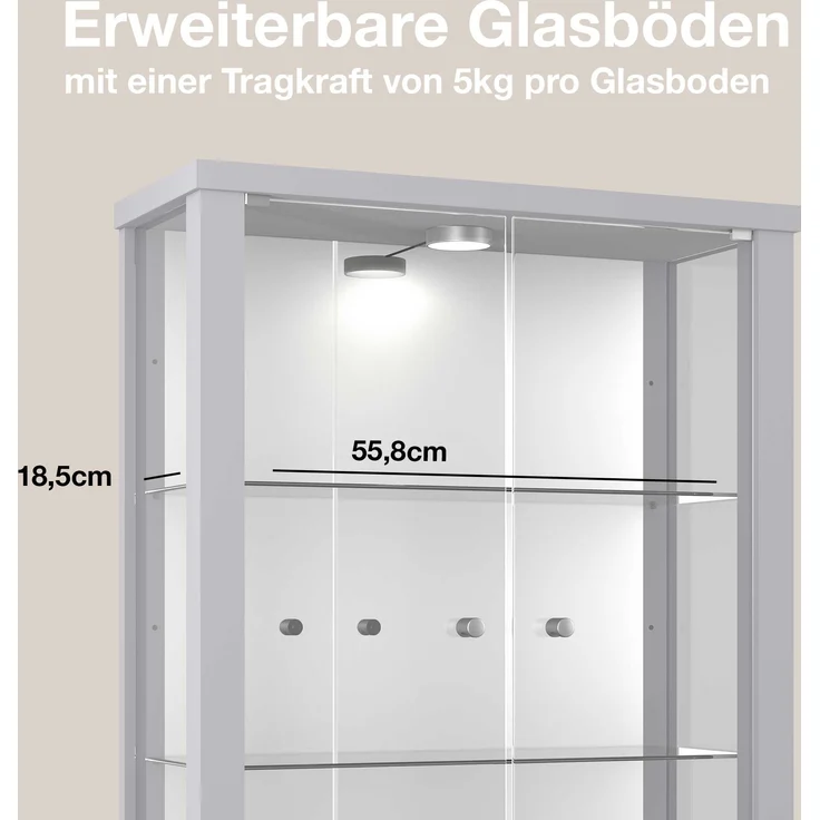 K-Möbel Hängevitrine C1013 (Glasvitrine (80x60x25 cm) mit 2 Glastüren) – Bild 5
