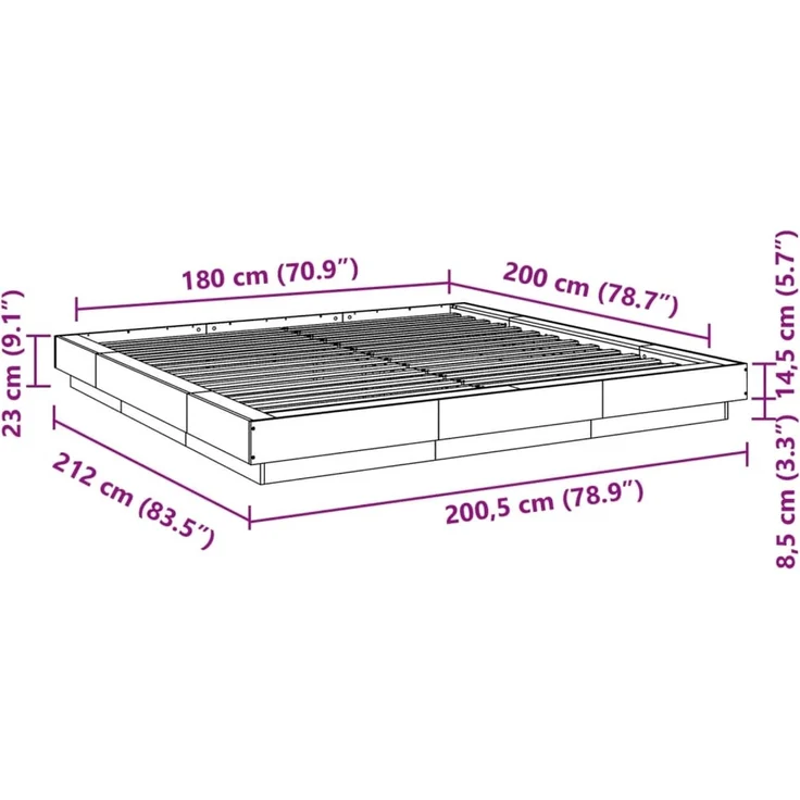 vidaXL Bettgestell Weiß 180x200 cm Holzwerkstoff 3281168 – Bild 10