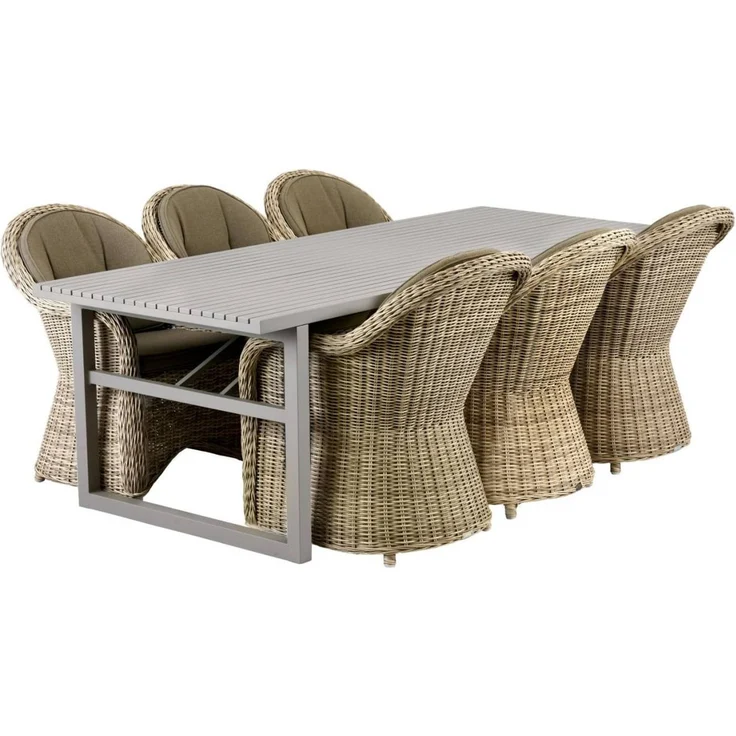 Gartenesstisch Vevi aus Aluminium, modern, beige, für 6–8 Personen, 230x95 cm – Bild 3