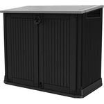 Keter Store-it-Out Midi Mülltonnenbox, 130 x 74 x 110 cm, Robuste Abfallbehälter-Lösung, 845L, Wetterfest, Grau/Schwarz, UV-beständiges Polypropylen, Abschließbar