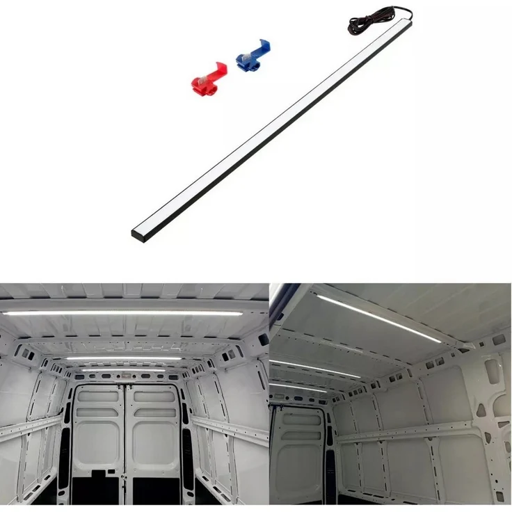 QLS LED Einbauleuchte 100 cm Laderaumbeleuchtung, LED fest integriert, Kaltweiß, Innenbeleuchtung Kofferraum Hülse weiß milchig – Bild 3