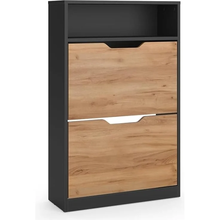Schuhkipper Luca Anthrazit/Goldkraft Eiche 59 x 94 cm mit 2 Kippfächern Vicco – Bild 1