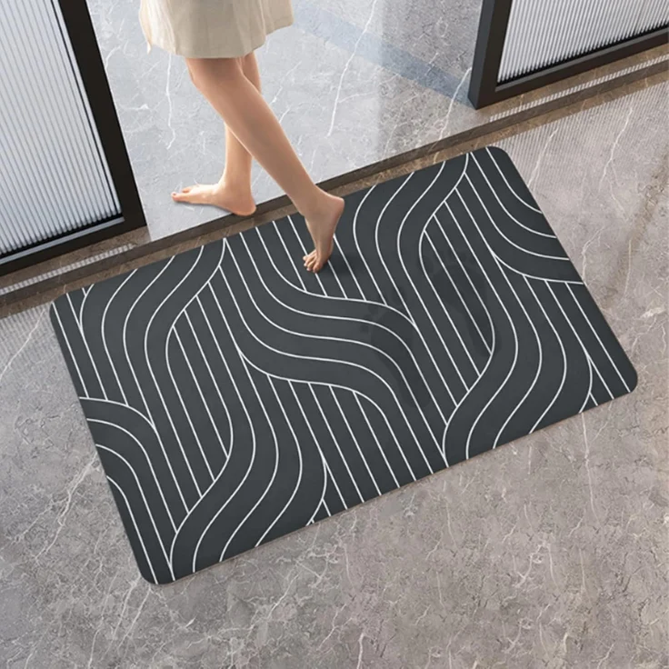 ABC Badematte aus Stein, schnelltrocknende Badematte, rutschfeste Badezimmermatte, Badebodenmatte, Teppich, 40x60cm, grau – Bild 2