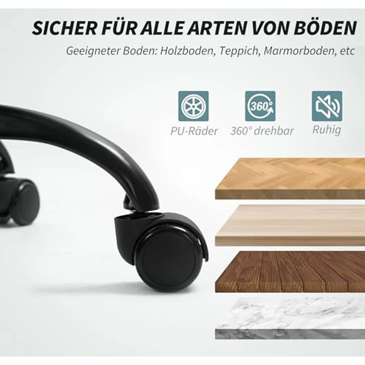 HOMCOM Bürostuhl, Grau, Drehstuhl mit atmungsaktivem Stoff und verstellbarer Sitzhöhe, 70x112x63 cm – Bild 7