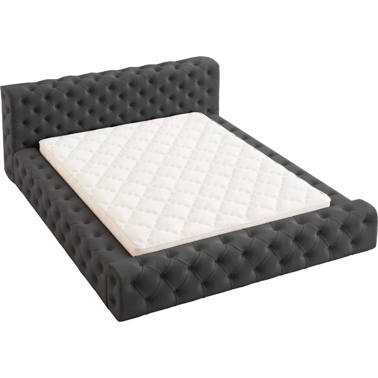 GRAINGOLD Palini Polsterbett 180x200, mit gepolstertes Kopfteil, gestepptes Bett, Bettkasten, Velour-Stoff, Schwarz – Bild 2