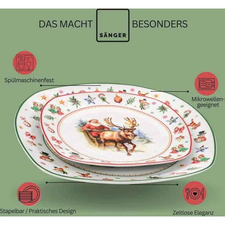 SÄNGER Geschirr-Set Bilgola (36-tlg), 6 Personen, Porzellan, Christmas, Kombiservice, Erweiterbar, PREMIUM COLLECTION – Bild 4