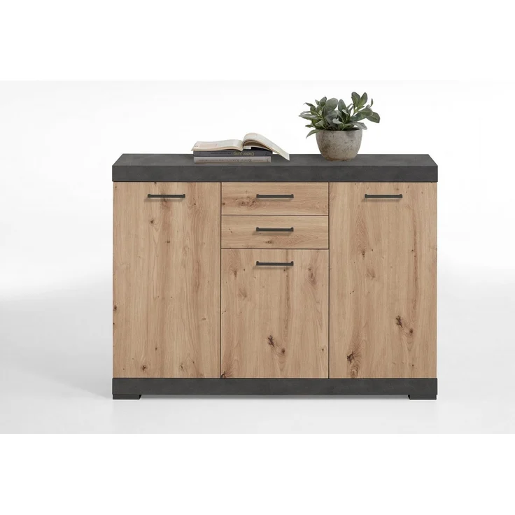 Kombikommode >BRISTOL 3< in Matera-Artisan Eiche - 120x89,9x34,9cm (BxHxT) – Bild 1