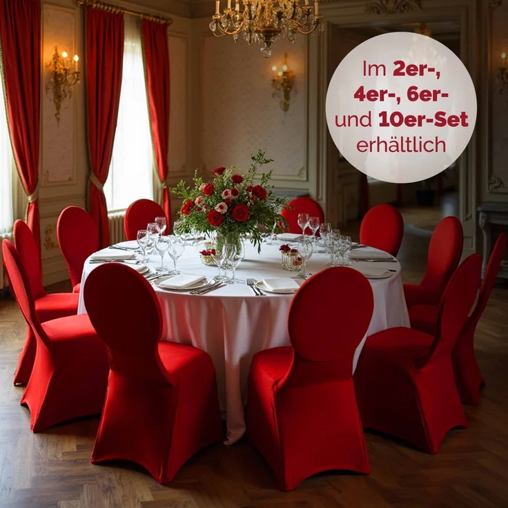 DETEX® 10er Set Stuhlhussen Stuhlbezug Stretch Bordeaux Rot Weihnachten – Bild 6
