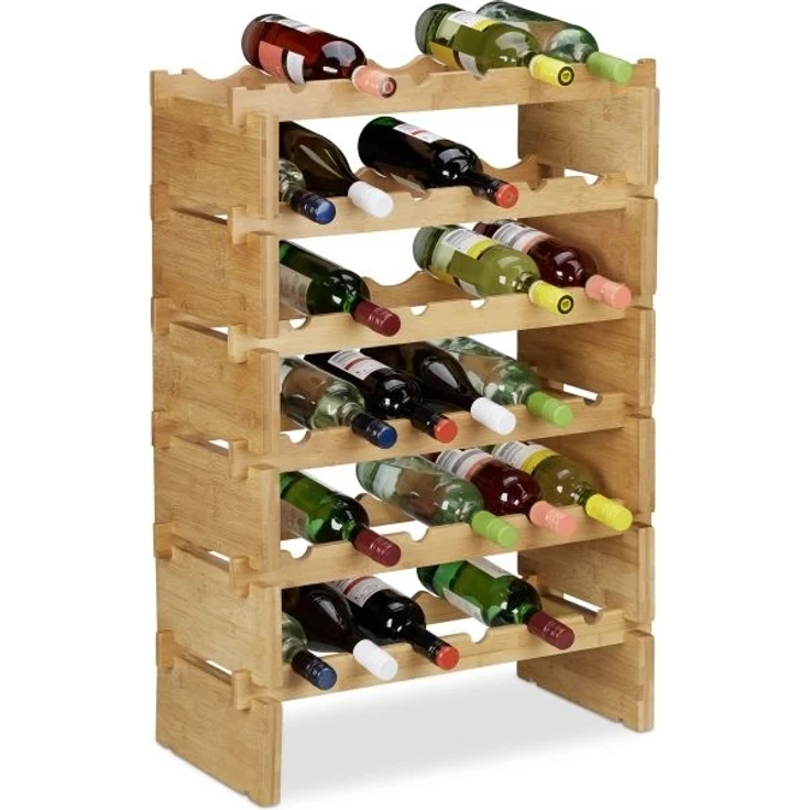 Stapelbares Weinregal aus Bambus – Bild 1