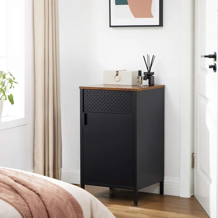 Songmics Sideboard Küchenschrank, Metallschrank, Tür mit Magnet, Stahlgestell, schwarz, 42,5 x 40 x 76 cm – Bild 7