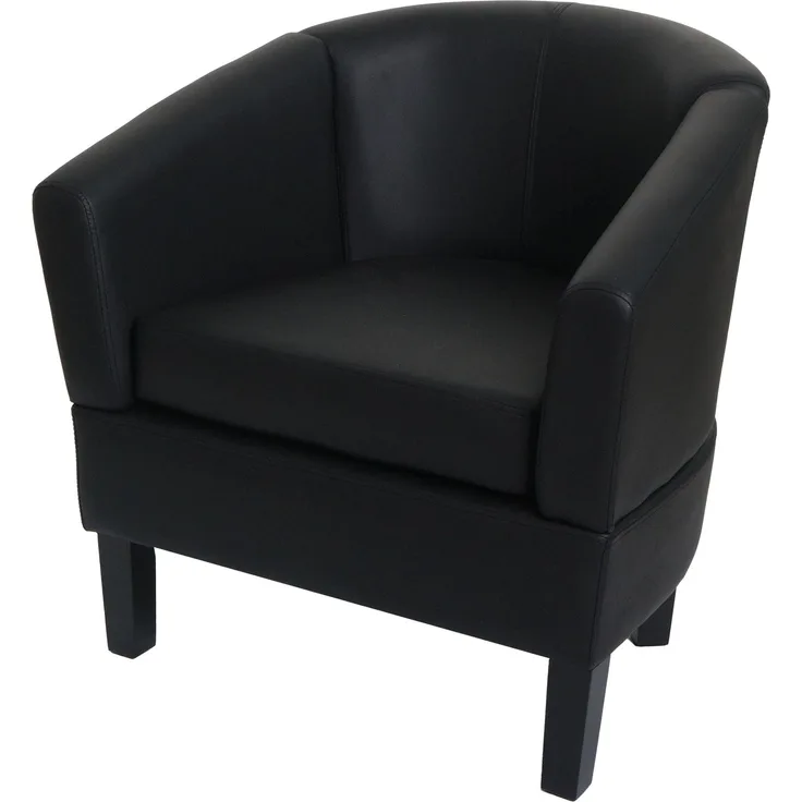 Lounge-Sessel HWC-O17, Sessel Clubsessel Cocktailsessel, FSC®-zertifiziert Kunstleder ~ schwarz
