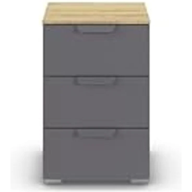 rauch Aditio Box, Nachttisch, 3 Schubladen, mit Softclose-Funktion, Farbe Grau metallic/Eiche Artisan, BxHxT 40x61x42cm – Bild 6