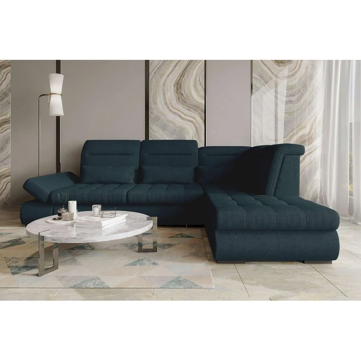 99rooms Ecksofa Toscana, Sofa L-Form, Eckcouch, Bettfunktion, Rundumbezug aus gepolstertem Velours VOGUE – Bild 1