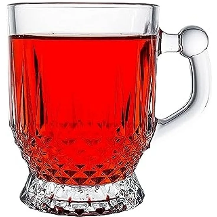 6er Set Pasabahce Coffee Kaffee Trinkgläser Gläser Teegläser Klassik für Tee & Kaffee mit Henkel Griff