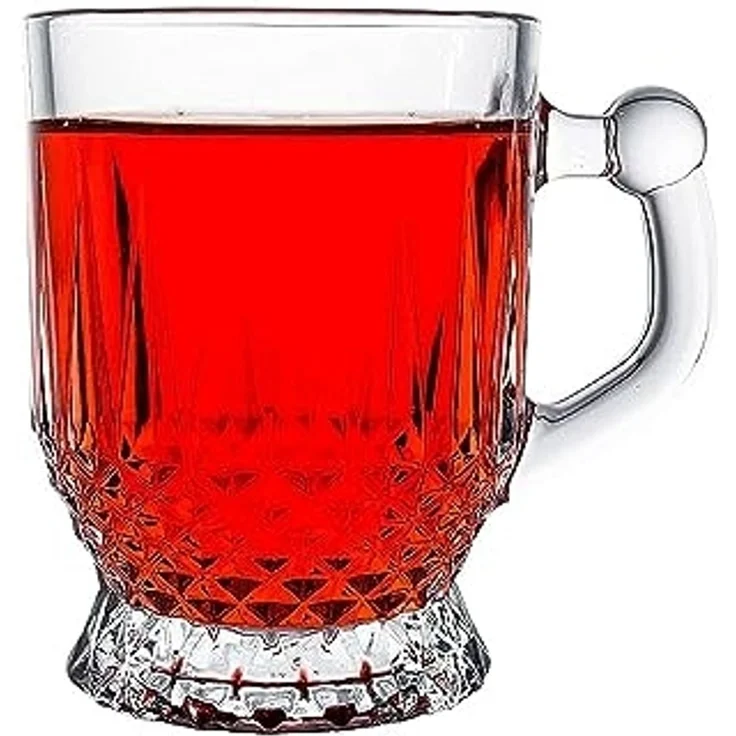 6er Set Pasabahce Coffee Kaffee Trinkgläser Gläser Teegläser Klassik für Tee & Kaffee mit Henkel Griff – Bild 1