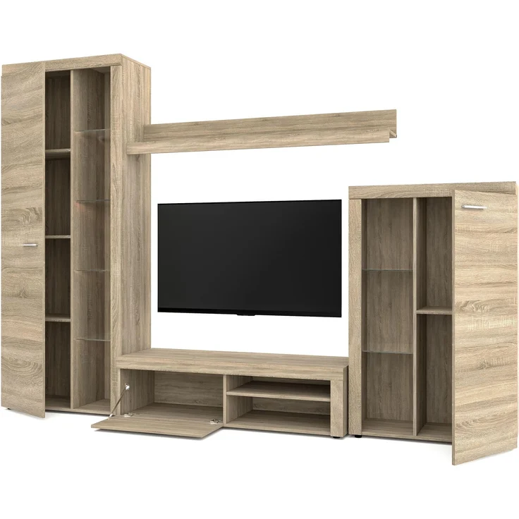 AX LIVING Spacoro Wohnwand Sonoma Eiche Wohnzimmerschrank 270 cm – Bild 4