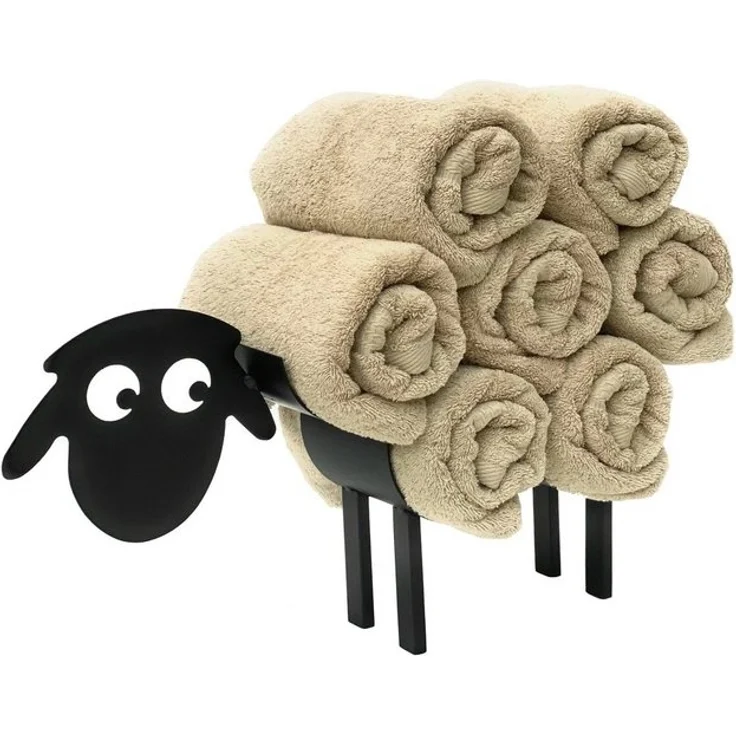 DanDiBo Handtuchhalter Handtuchhalter Schwarz Metall Stehend Schaf 3.0 Handtuchregal, Gäste Bad Gästehandtuchhalter – Bild 4