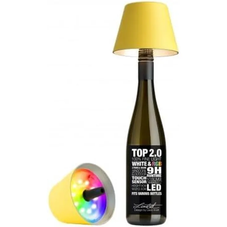 Sompex Flaschenleuchte TOP 2.0 Gelb LED RGBW mit Akku