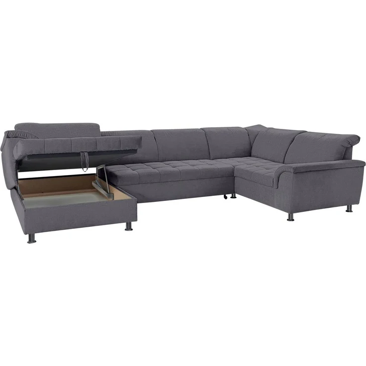 DOMO collection Wohnlandschaft Franzi wahlweise mit Kopfteilverstellung Bettfunktion, Bettkasten, im XXL-Format B/T/H: 352/214/80 cm, Steppung im Sitz, U-Form – Bild 2
