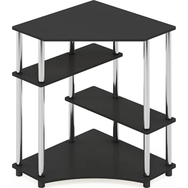 Furinno Turn-N-Tube Platzsparender Eckschreibtisch mit Regalen, Holzwerkstoff, Americano/Edelstahl – Bild 6