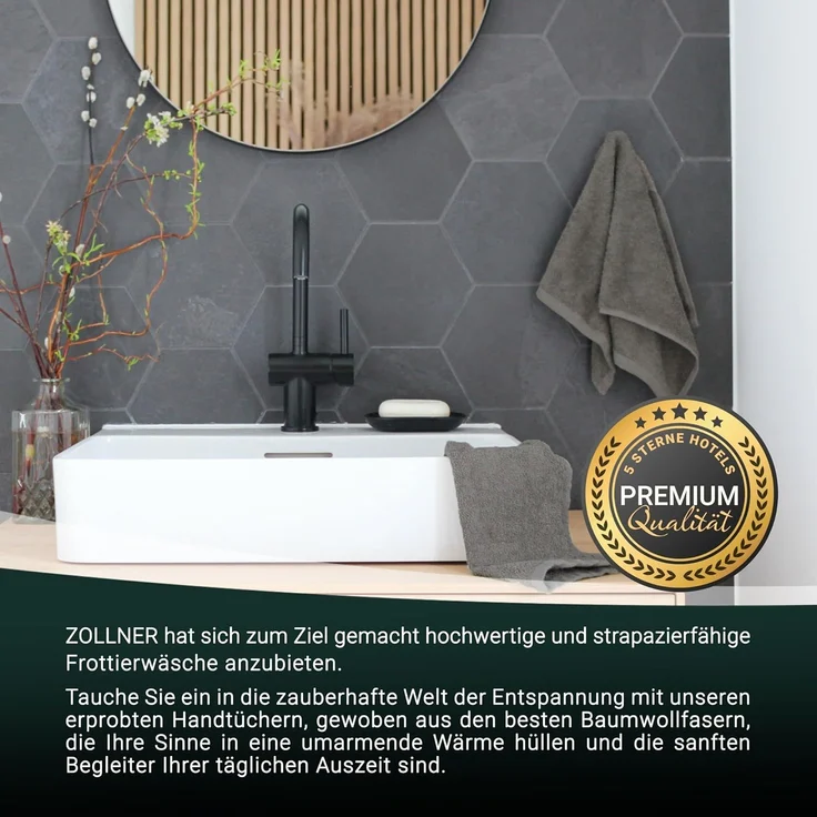 ZOLLNER 10er Set Gästetücher, Baumwolle, 30x50 cm, 420g/qm, taupe – Bild 5