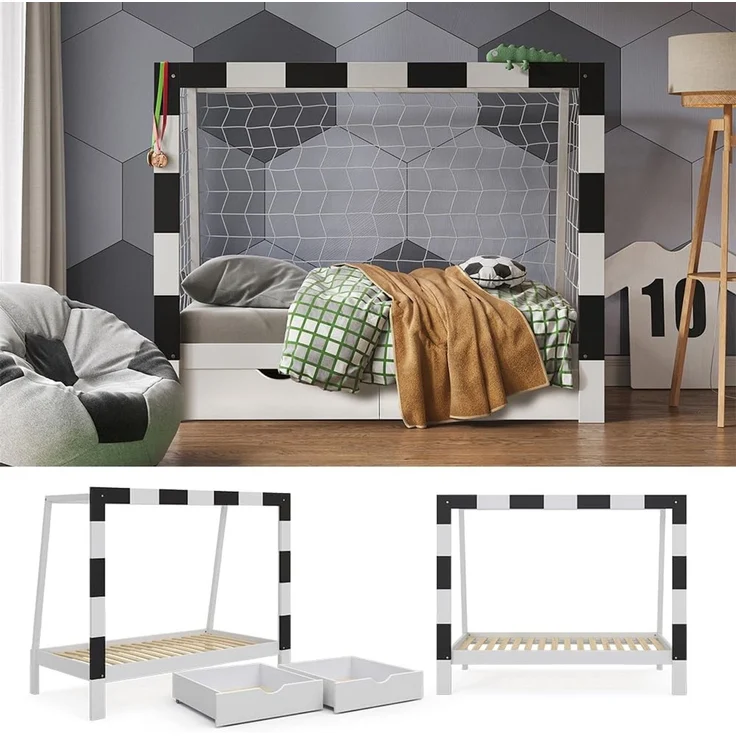 Kinderbett Football goal Weiß 80x160 cm mit Schublade Vitalispa – Bild 2