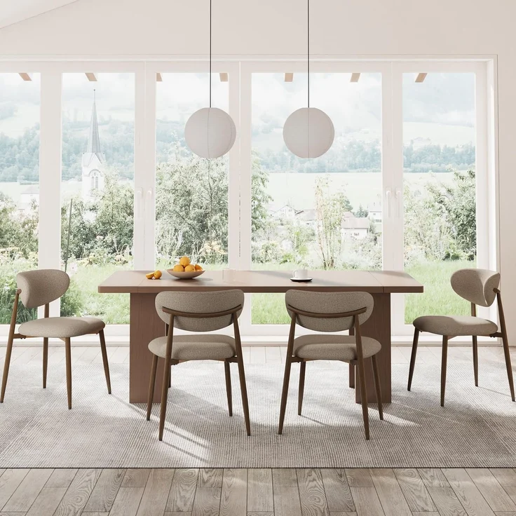 COLAMY Moderne Polsterstuhl Essstühle 4er Set, Küchenstuhl Esszimmerstühle mit Fester Rückenlehne, Stoff Esszimmerstühl mit Metallbeinen für Esszimmer, Küche, Restaurant, Kamel