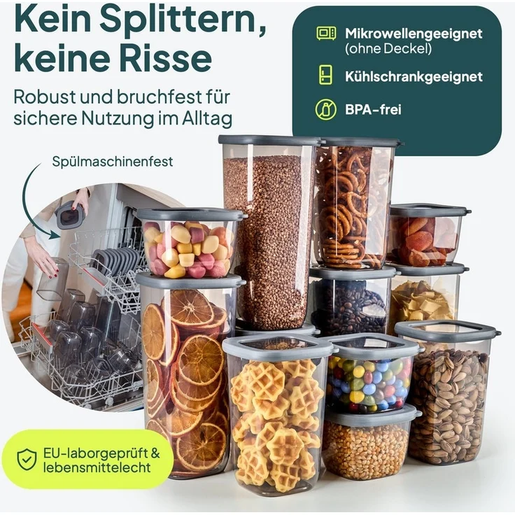 uandu home Vorratsdose Vorratsdosen mit Deckel Luftdicht, Vorratsbehälter Set, BPA Frei, (Vorratsbehälter Set, Aufbewahrungsbox Küche, Luftdichte Aufbewahrungsbox im Set inkl. 80 Etiketten, BPA Frei Kunststoff, Vorratsbehälter Set, Vorratsdosen für all... – Bild 3