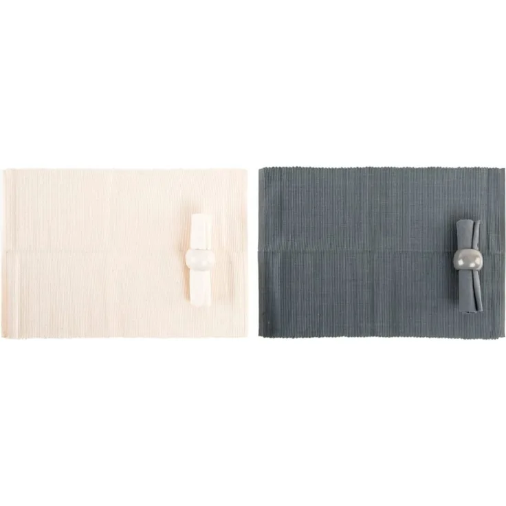 DKD Home Decor Tischset der Marke, Beige und Grau, aus Baumwolle (40 x 56 x 33 cm) (2 Stück)