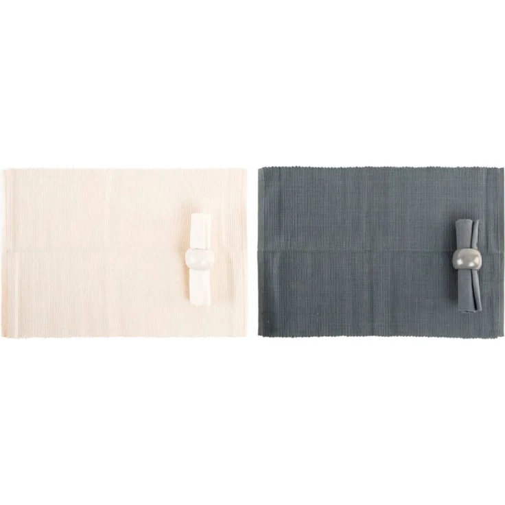 DKD Home Decor Tischset der Marke, Beige und Grau, aus Baumwolle (40 x 56 x 33 cm) (2 Stück)