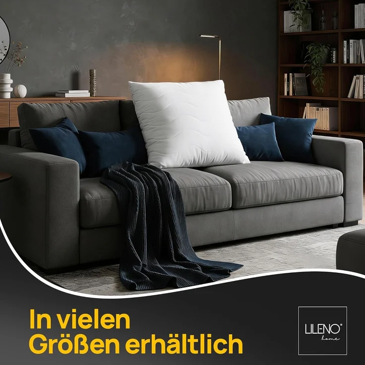 LILENO HOME Kissen 50x50 (1er Set) – 95 °C waschbar, Oeko-Tex & Made in DE – Allergiker Kopfkissen 50x50 für himmlischen Schlaf – Haut schmeichelndes & geruchsfreies Pillow – Bild 6