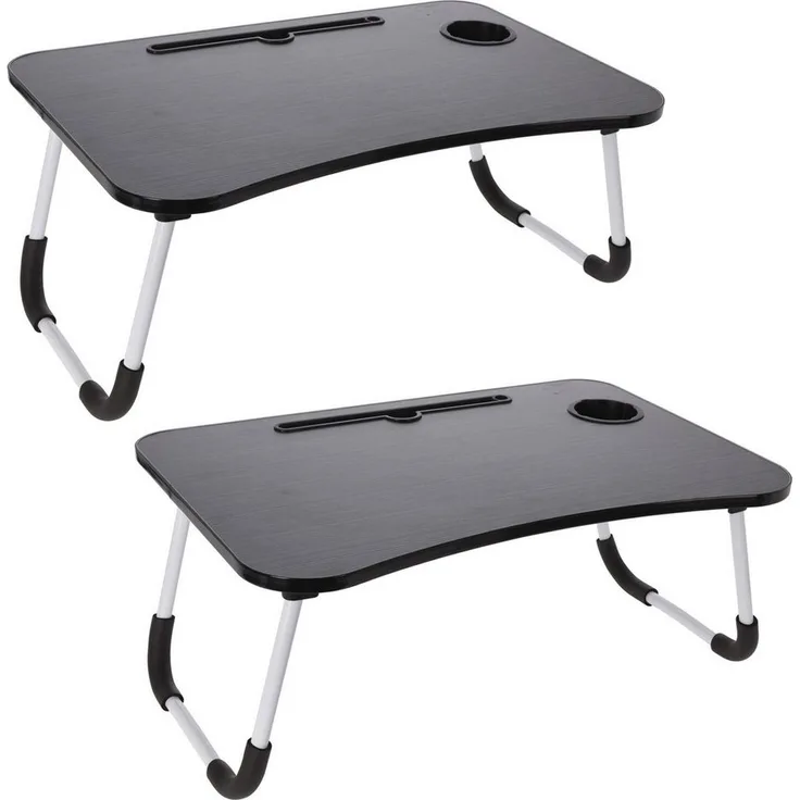 HAC24 Klapptisch Betttablett Laptop Tablett Betttisch Tablettisch Bett Sofa Tisch (2-St), mit Schublade Getränkehalter Klappbar 60x40 cm