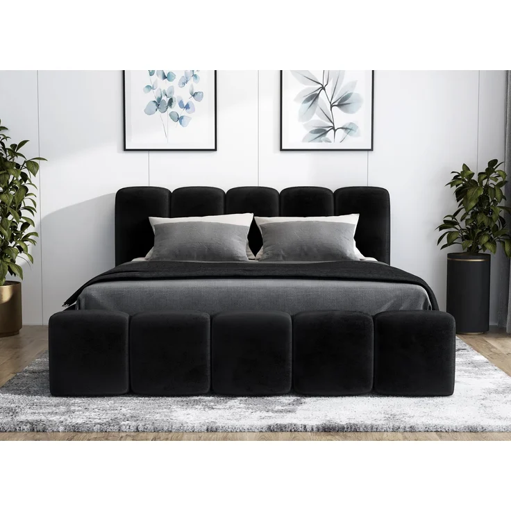 A&J MöbelLand 'Sonic' Polsterbett, Polyester, Schwarz, 160 x 200, mit Lattenrost, mit Bettkasten – Bild 1