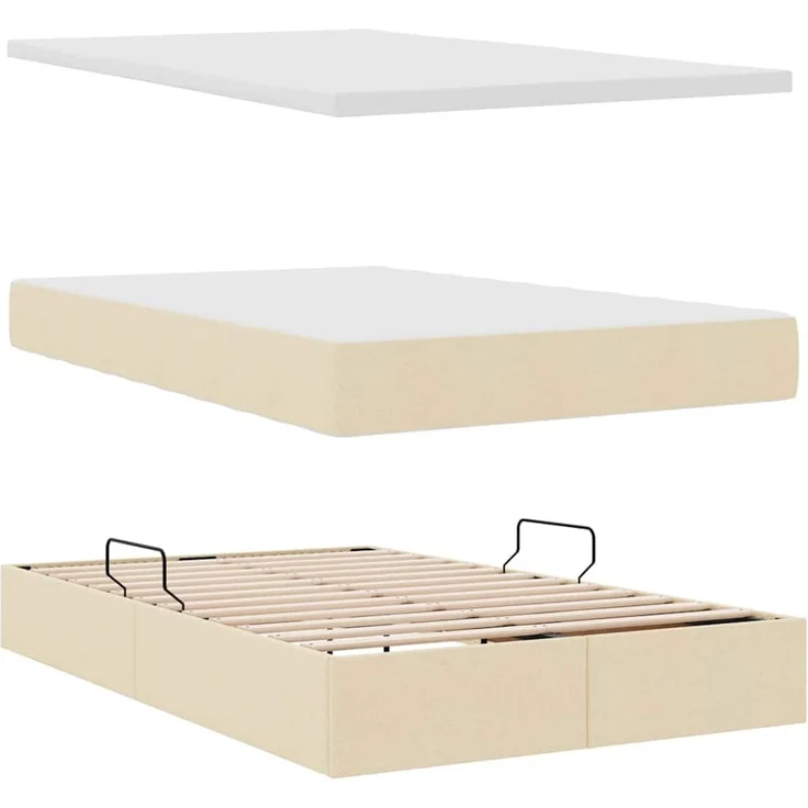 vidaXL LED-Speicherbett mit Matratze Creme 120 x 190 cm Stoff 3371134 – Bild 9