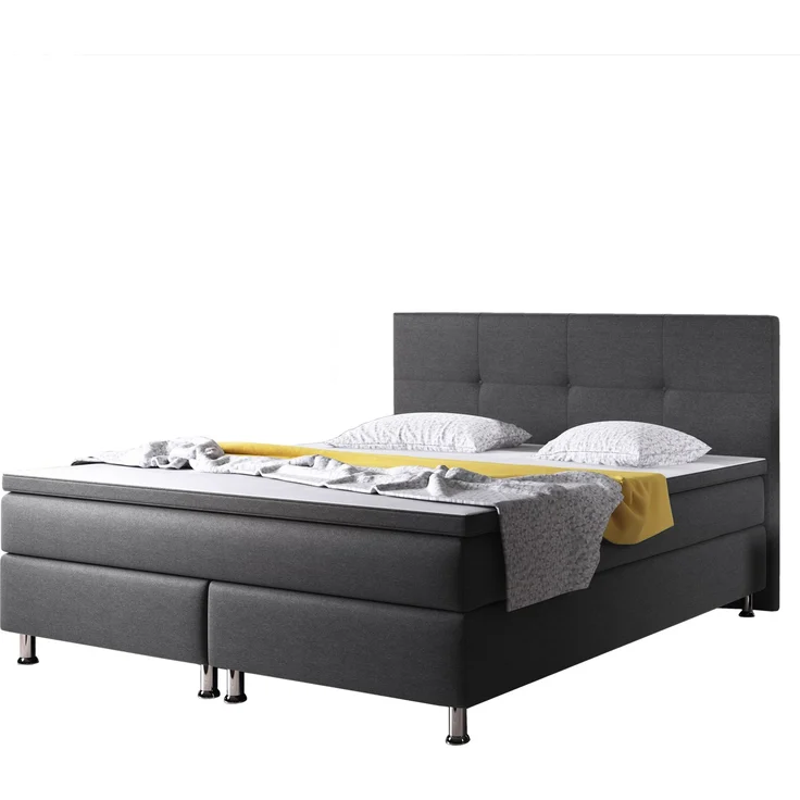 Boxspringbett D1 180x200 cm Webstoff Anthrazit