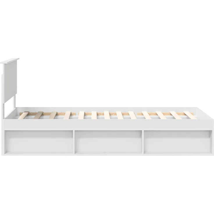 vidaXL Bettrahmen mit Kopfteil Weiß 90 x 200 cm Massives Kiefernholz 3410645 – Bild 7