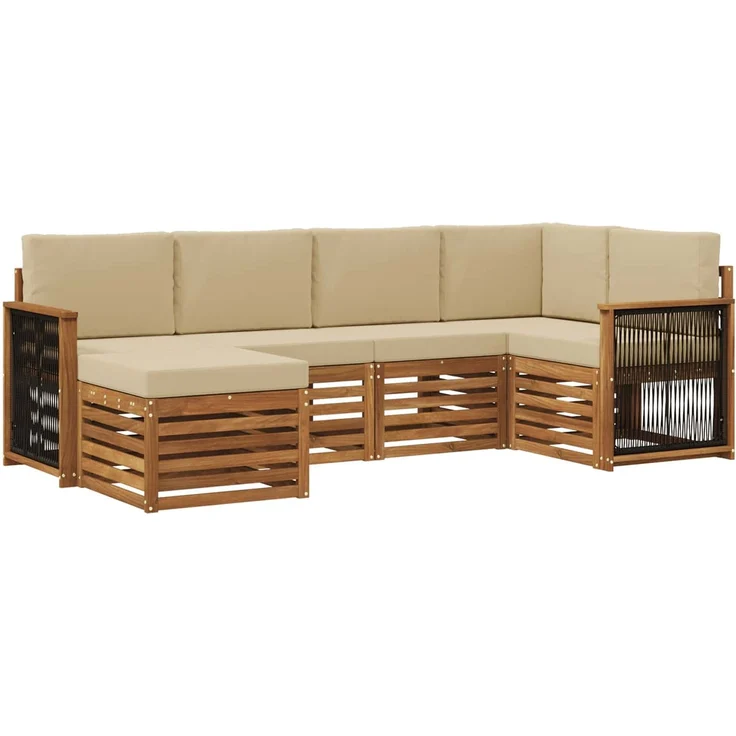 vidaXL Outdoor-Sofagarnitur 6 stk. 5-Sitzer Natur und Beige 3384564 – Bild 2