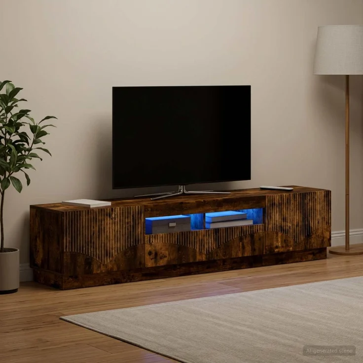 vidaXL LED-TV-Schrank HOORN 3 stk. Raucheiche Holzwerkstoff 3416846 – Bild 1