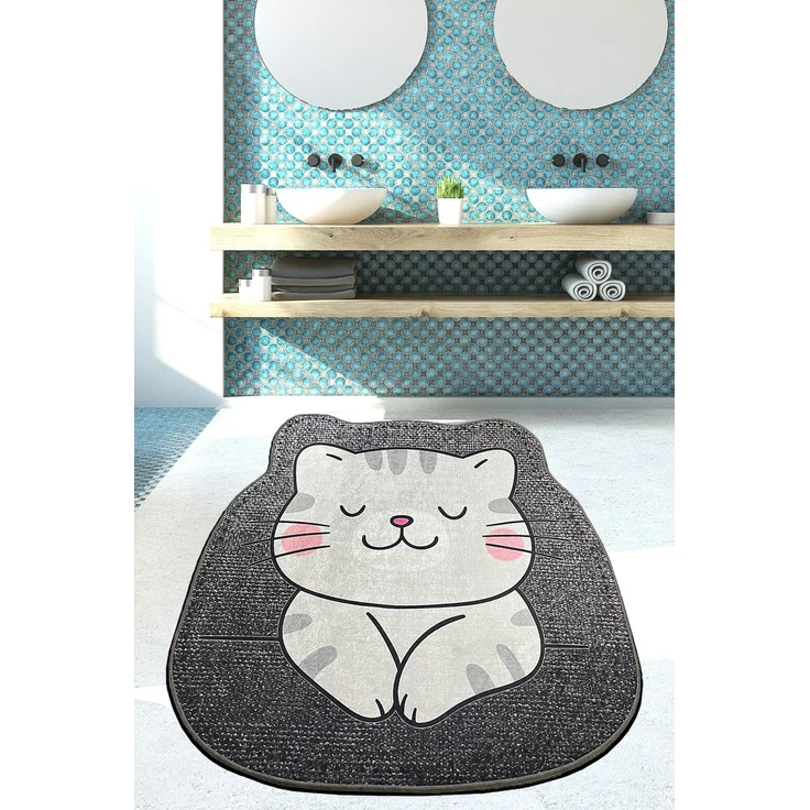 Mijolnir 'Neko (160 cm)' Badematte, Grau, 160 x 160 cm