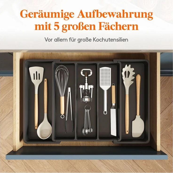 Lifewit Besteckeinsatz Verstellbarer Küchen Besteckeinsatz,erweiterbar bis 45 cm, Tiefe 35 cm (Set, 1 St, 1 x Besteckkasten), Einstellbar – Bild 3