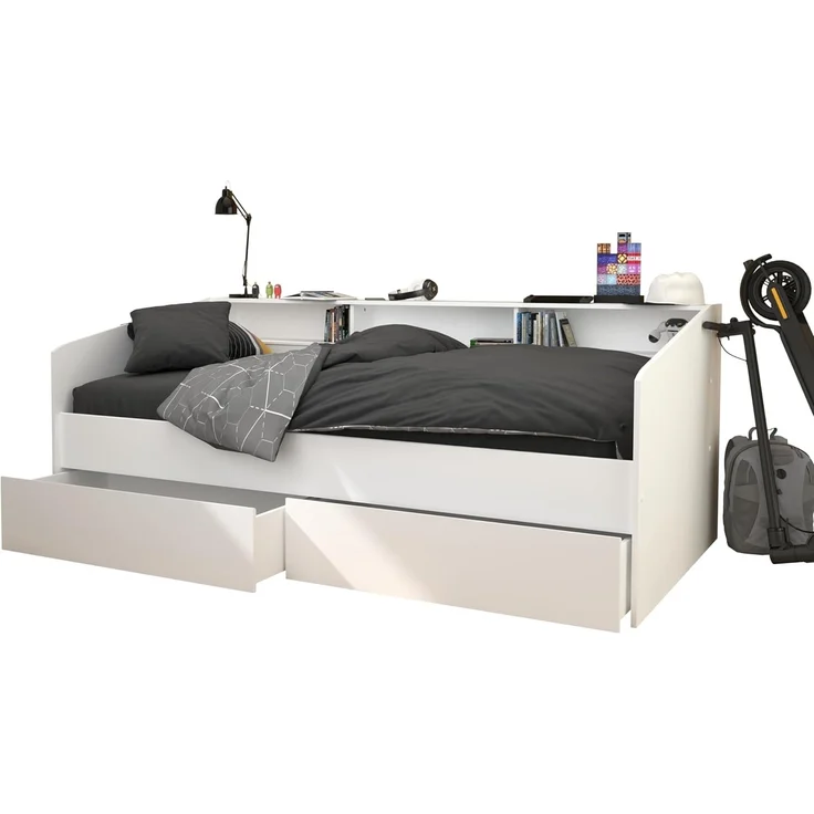 Stauraumbett >Sleep 4< in 23 - Weiss - 203x113x82cm (LxBxH) – Bild 7
