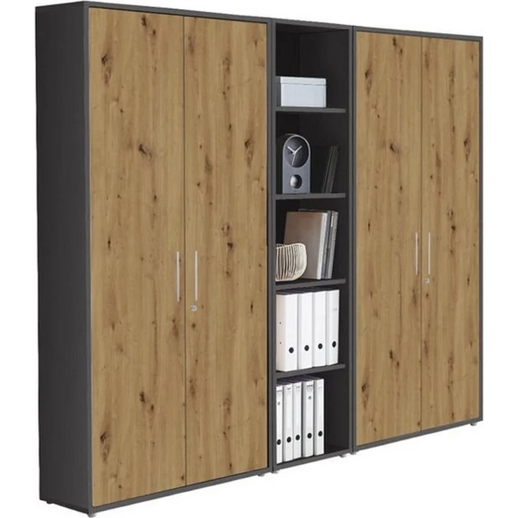 BMG Möbel Aktenschrank Büromöbel Office Edition 10 (Aktenschrank Regal Set, besteht aus 2x Aktenschrank und 1x Regal) mit viel Stauraum, abschließbar – Bild 1