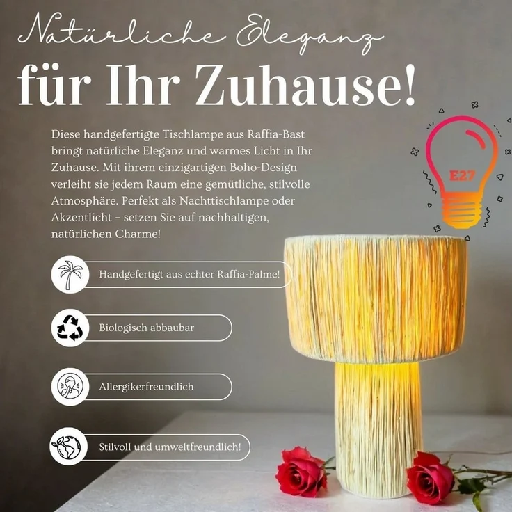 Marrakesch Orient & Mediterran Interior Stehlampe Boho Deko Tischlampe Nachttischlampe Morjana Beige, E27, Handarbeit – Bild 3