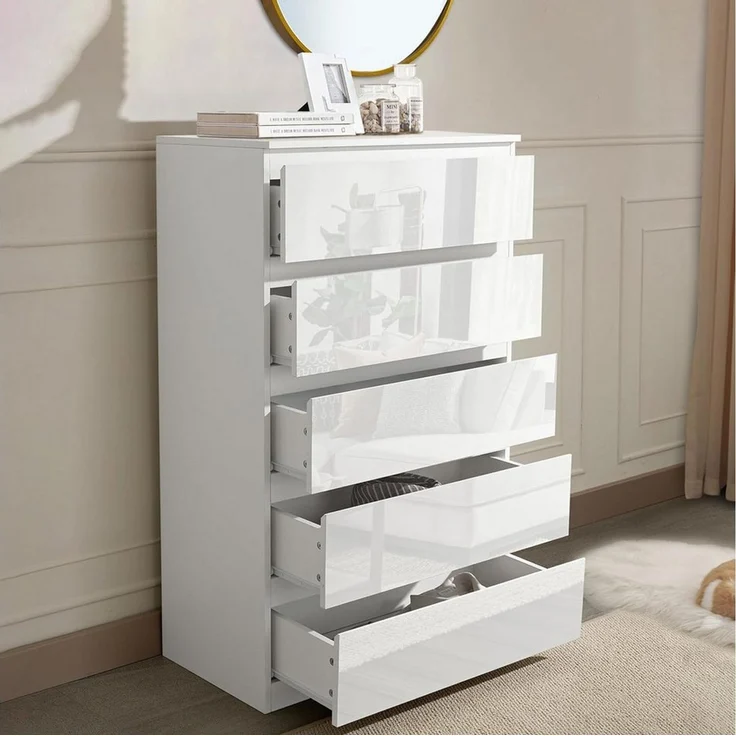 HTI-Living Kommode Kommode Kenji 5 Schubladen Hochglanz Weiß (Stück, 1 St, 1 Kommode), Sideboard – Bild 3