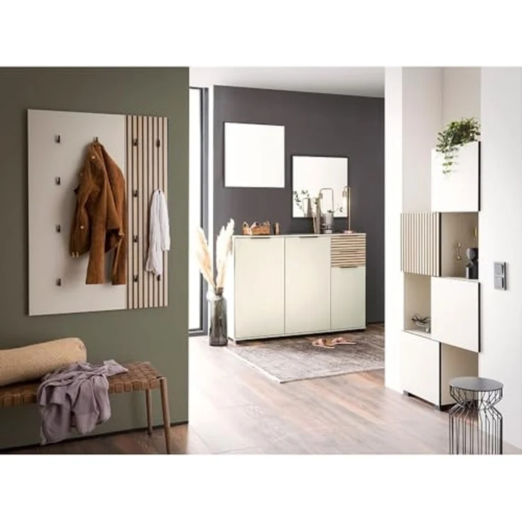 Lomadox Garderobenpaneel ALTAMURA-80, erweiterbare Kleiderhaken Garderobe modern in beige – Bild 4