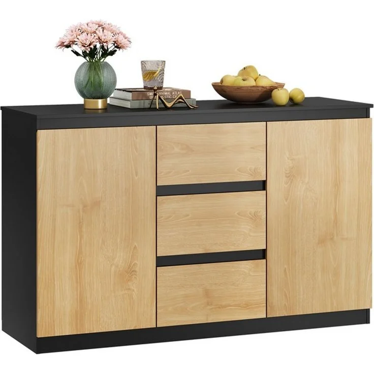WLIVE Sideboard Kommode, Breite 80 cm, Sideboard mit 3 Schubladen & 1 Tür, (Packung, leise Schienen, viel Stauraum) – Bild 4
