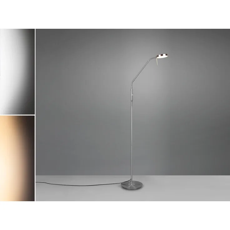423310107 Stehleuchte MONZA Nickel matt 12W LED. Höhe ca. 145 cm
