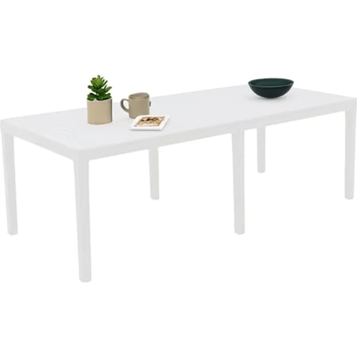 Dmora - Gartentisch Susa, Rechteckiger ausziehbarer Esstisch, ausziehbarer Gartentisch, 100 % Made in Italy, 150x90h72 cm, Weiß – Bild 3