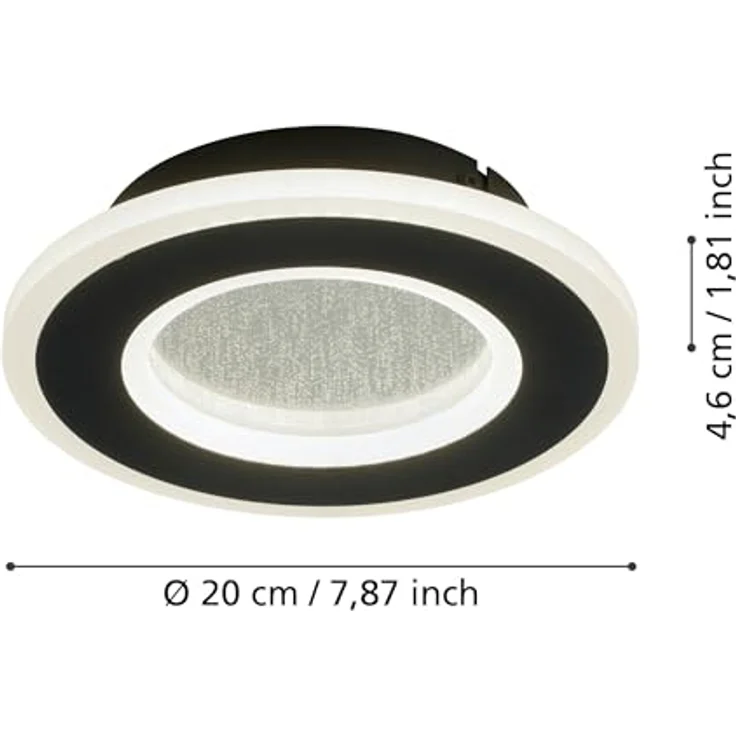 EGLO LED Deckenlampe Macchioni, Aufbauleuchte mit Kristall-Effekt für Küche und Büro, 20 cm, Schwarz, neutralweiß, 12 Watt, 1560 Lumen – Bild 5