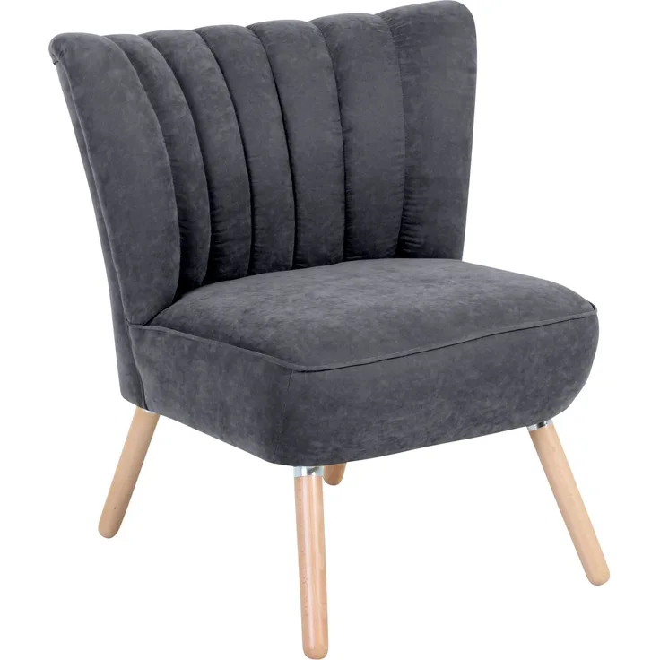 Sessel Kadisha Bezug Velourstoff Buche natur / anthrazit 21131